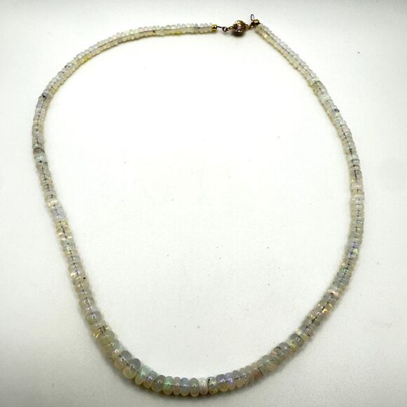 Jewelry - 20.5" rondelle, graduated Opal beaded necklace with a 14kt yellow gold clasp!